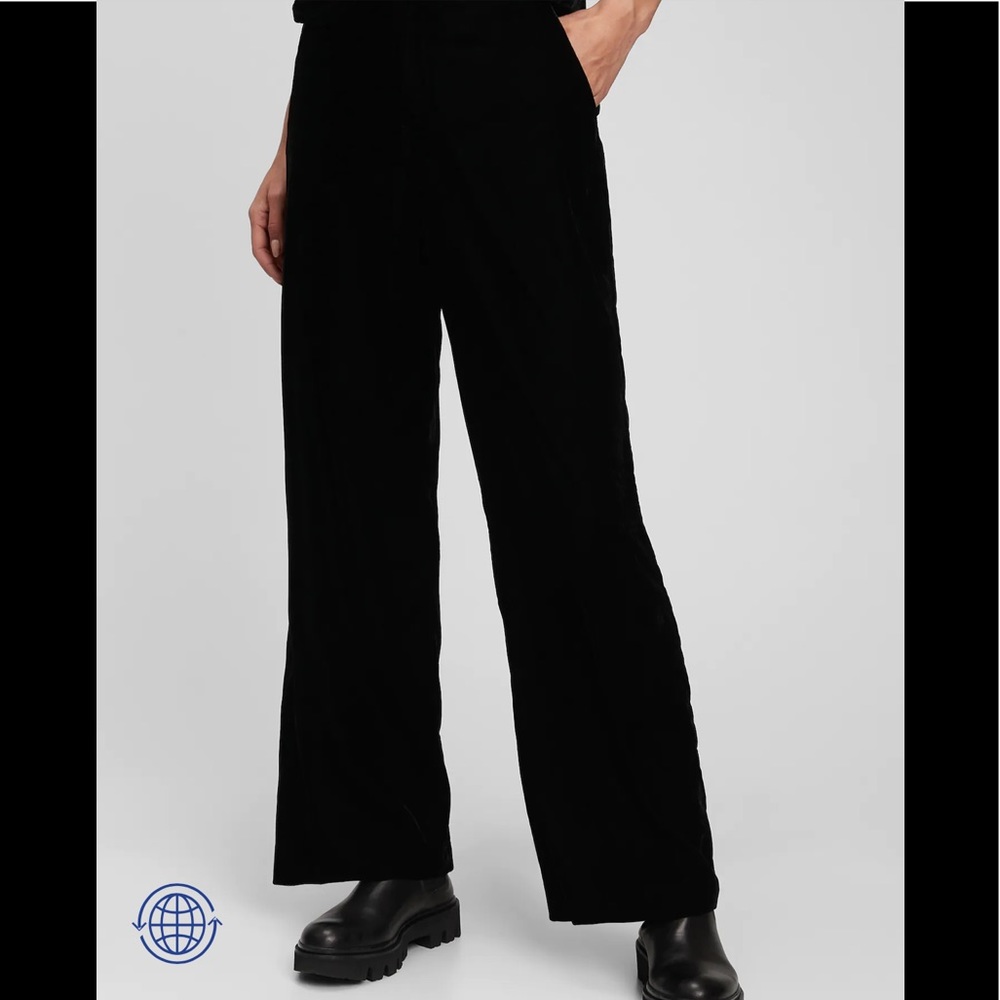 NWT GAP Recycled High Rise Velvet Wide-Leg Pants Black Sz 10 - Picture 6 of 14